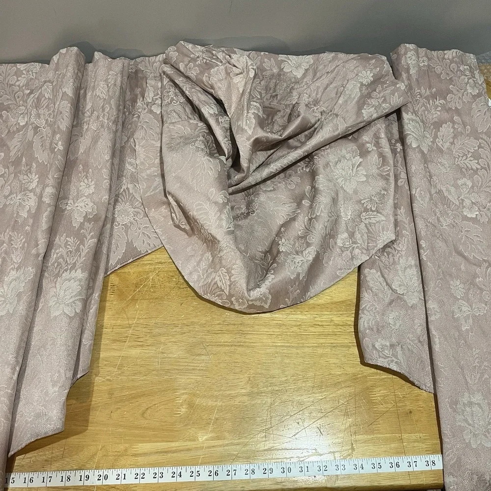 JC Penney Home Vtg Rose Pink Waterfall Swag Valance 4 Piece Jacobean 120x36